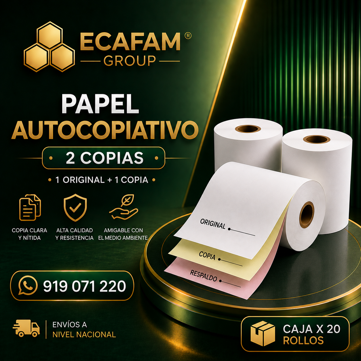Papel autocopiativo 75×75 mm 2 copias