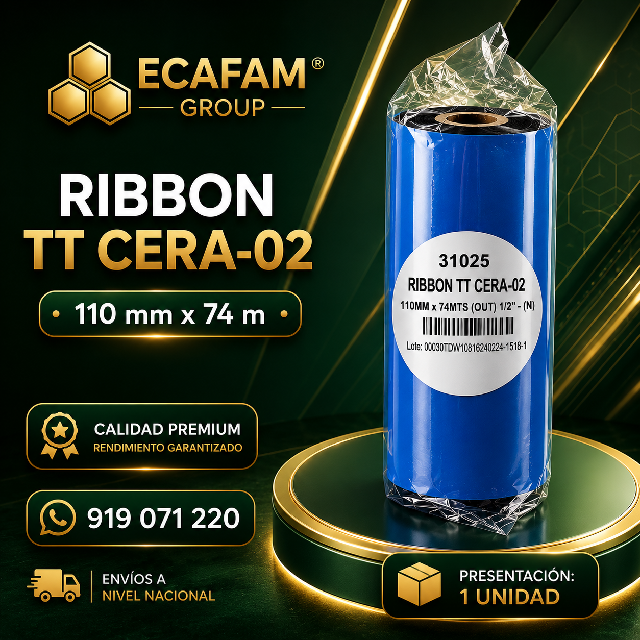 Ribbon para etiquetas Adhesivas  100x76mm